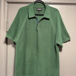 Bonobos - Men's Texture Stitch Sweater Polo - Size L - Forest Green
